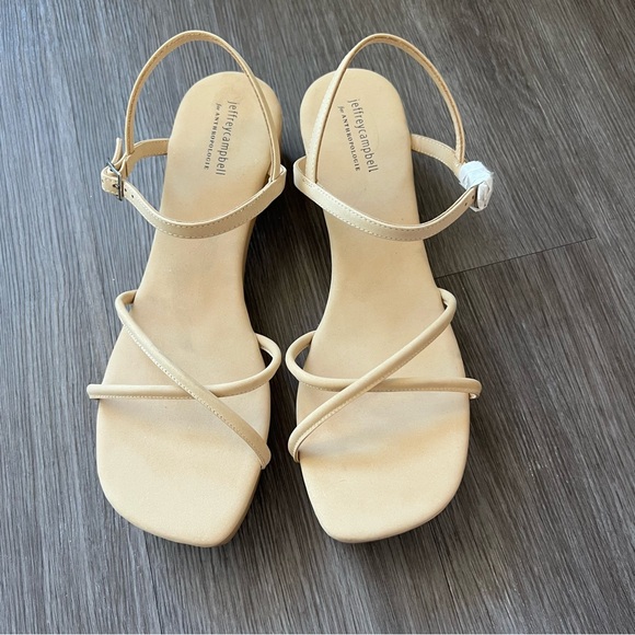 NEW Jeffrey Campbell x Anthropologie Tan Lorelai Block Heel Women's 9.5 Shoe - Picture 2 of 8